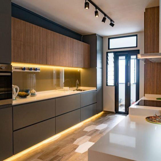 Küchenschrank für Villa/Wohnung mit superbeständigem MR-MDF-Material und matte Grau-Finixierung
