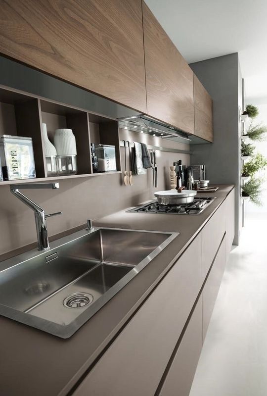 Küchenschrank für Villa/Wohnung mit superbeständigem MR-MDF-Material und matte Grau-Finixierung
