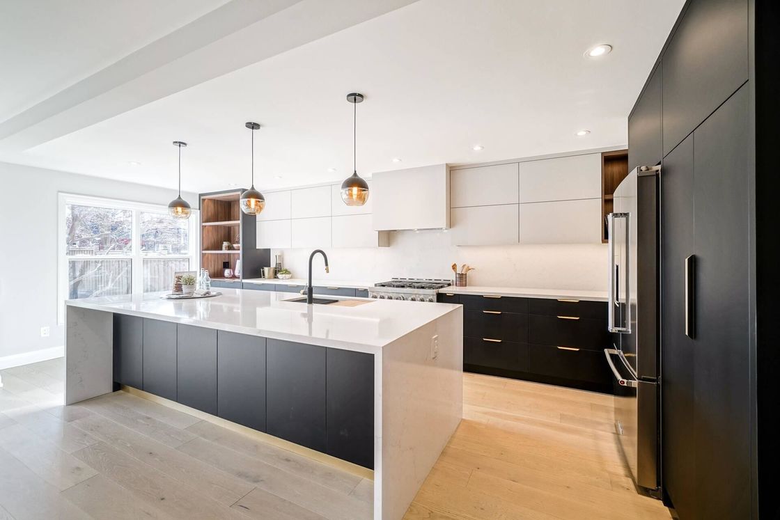 Küchenschrank für Villa/Wohnung mit superbeständigem MR-MDF-Material und matte Grau-Finixierung