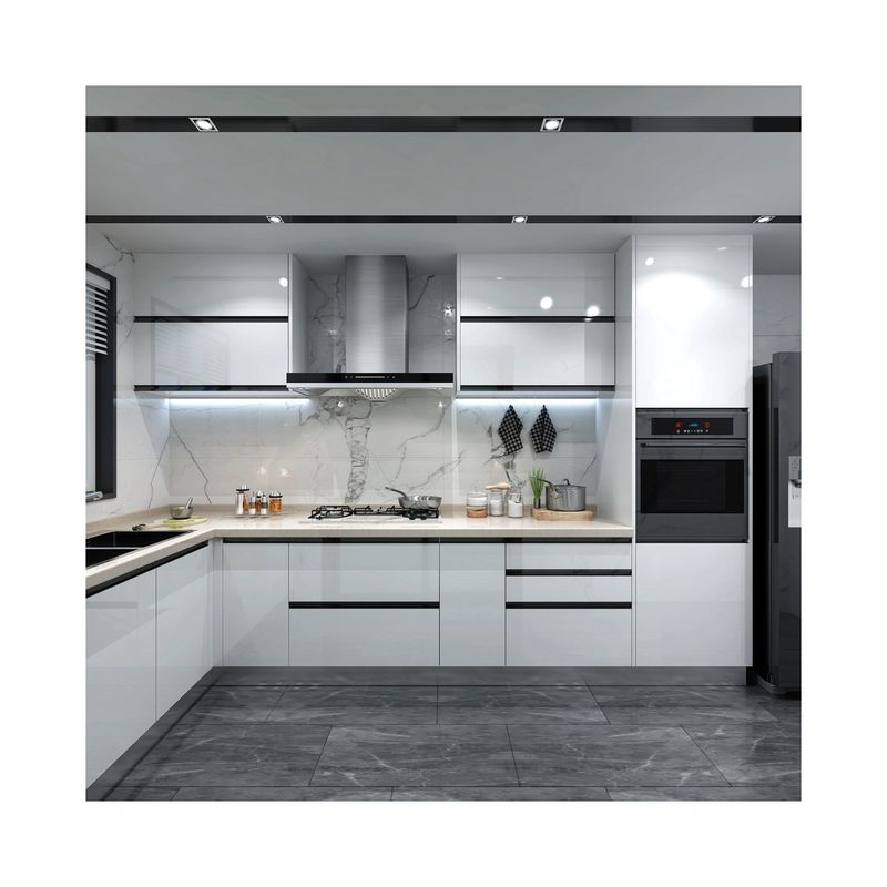 Moderne hochglänzende Küchenmöbel mit HDF-Türmaterial und Veneer/Lacquer