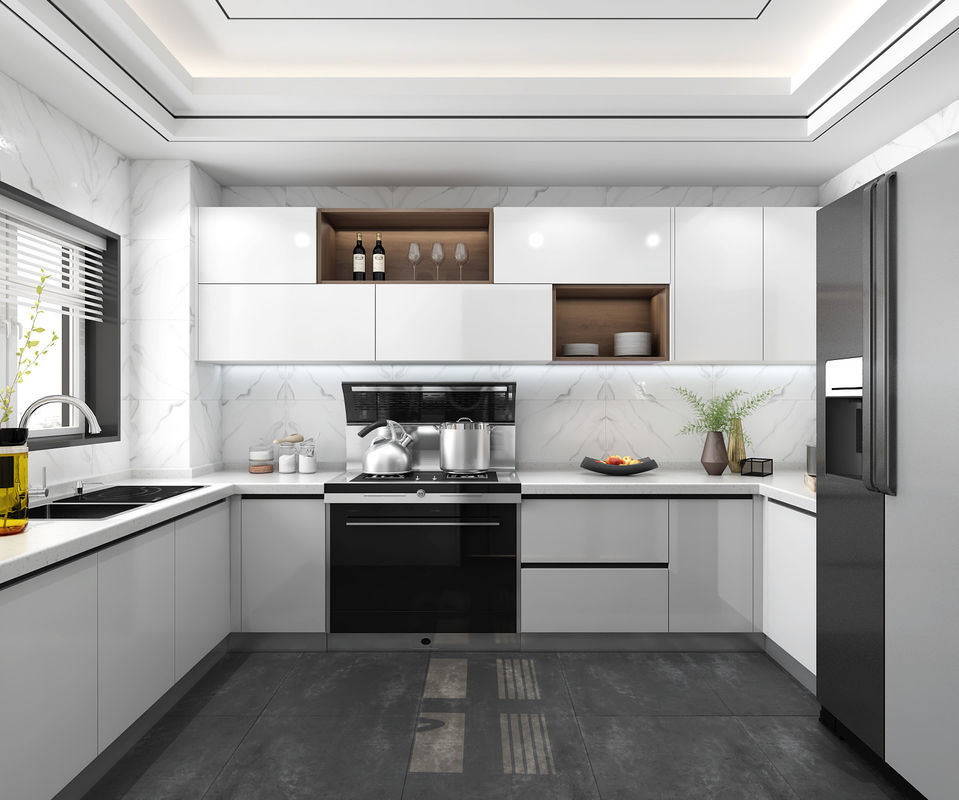 Moderne hochglänzende Küchenmöbel mit HDF-Türmaterial und Veneer/Lacquer