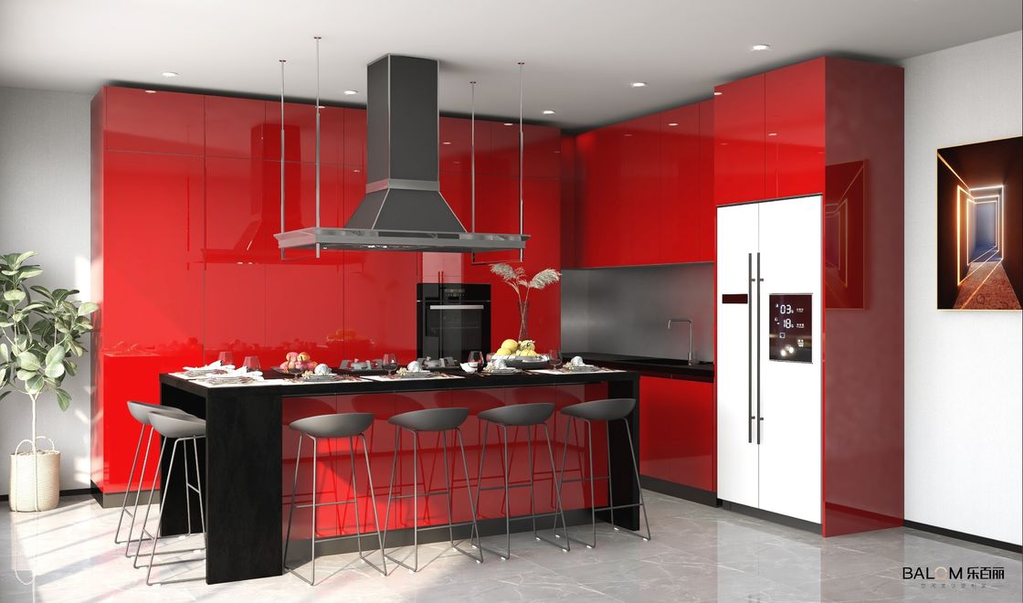 Moderner Design Stil Glanz Karkassenmaterial Custom High-End Küchenschrank mit Blum Hardware