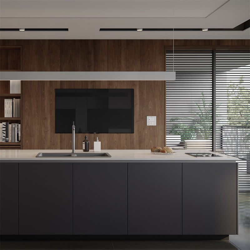 End Customized Holz Küchenschrank mit Veneer Farbe und Abfallbehälter Zubehör