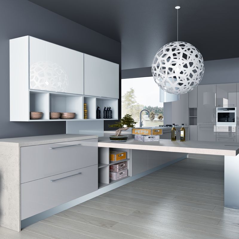 Blum Hardware und Veneer Finish YALIG Smart Holzschüttler Küchenschrank für Wohnung