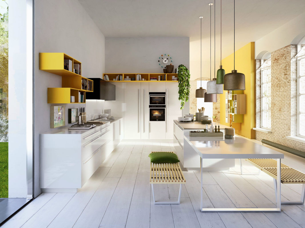 Blum Hardware und Veneer Finish YALIG Smart Holzschüttler Küchenschrank für Wohnung