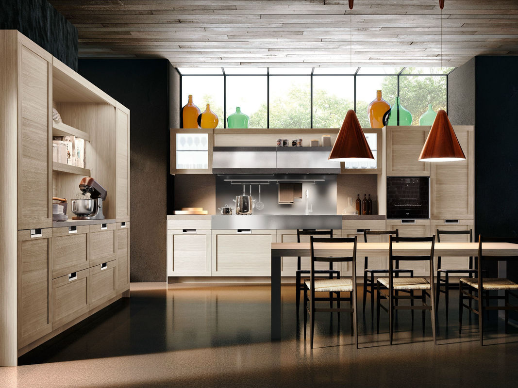 Blum Hardware und Veneer Finish YALIG Smart Holzschüttler Küchenschrank für Wohnung