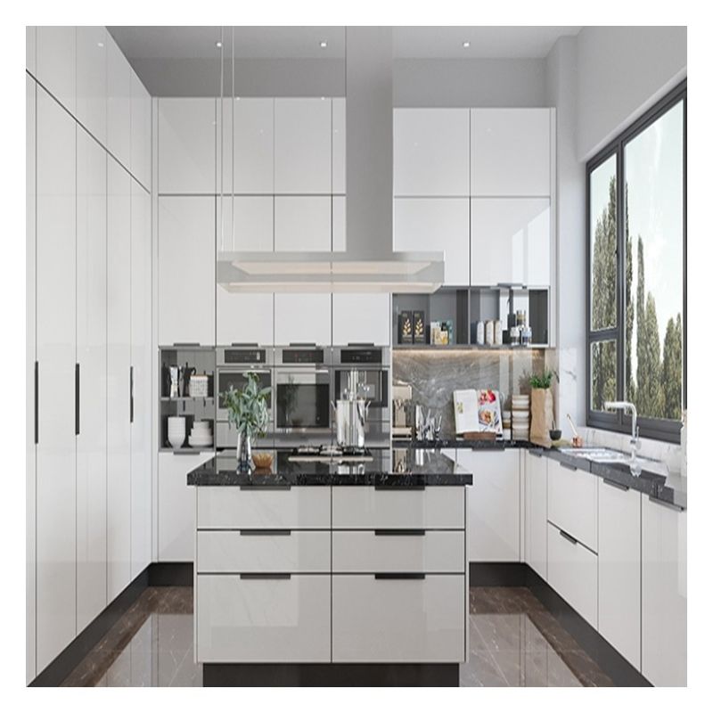 Modulare Küchenschränke mit glänzendem, farbenfreiem Design und Schüttler-Tür-Panel