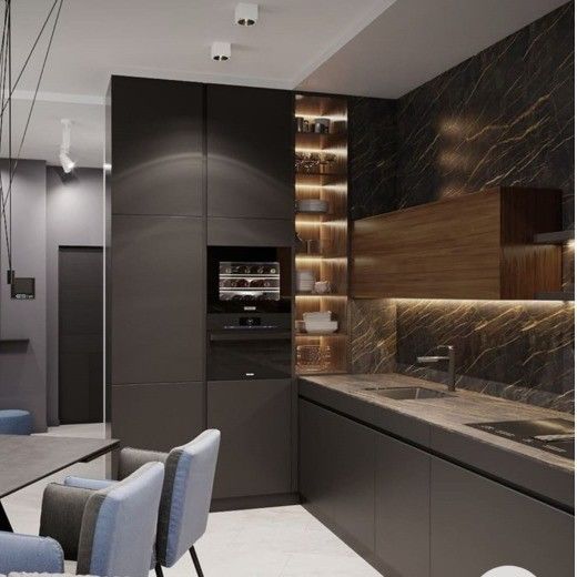 Luxus Küchenwandschrank mit Quarzstein-Schreibtisch