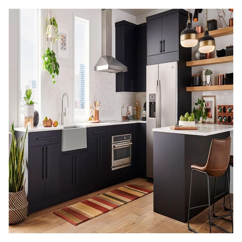 Flat Pack ausgestattete Küchenschränke mit modernem Griff weniger Design und Zubehör