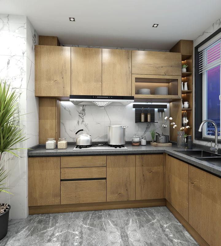 Flat Edge Sperrholz Tür Material High End Wasserdicht Modernes Design Modular Küchenschrank