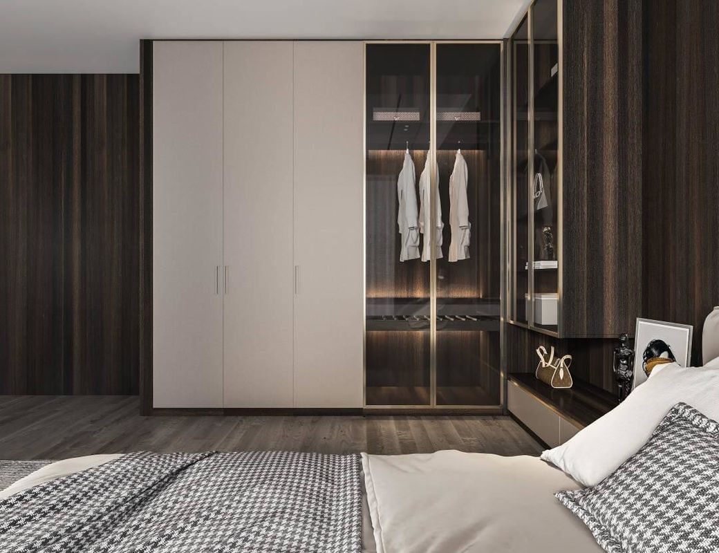 Allgemeine Staubdichte Schrank und Lagerung in MDF Schlafzimmer Set für Zuhause Villa Hotel Appartement