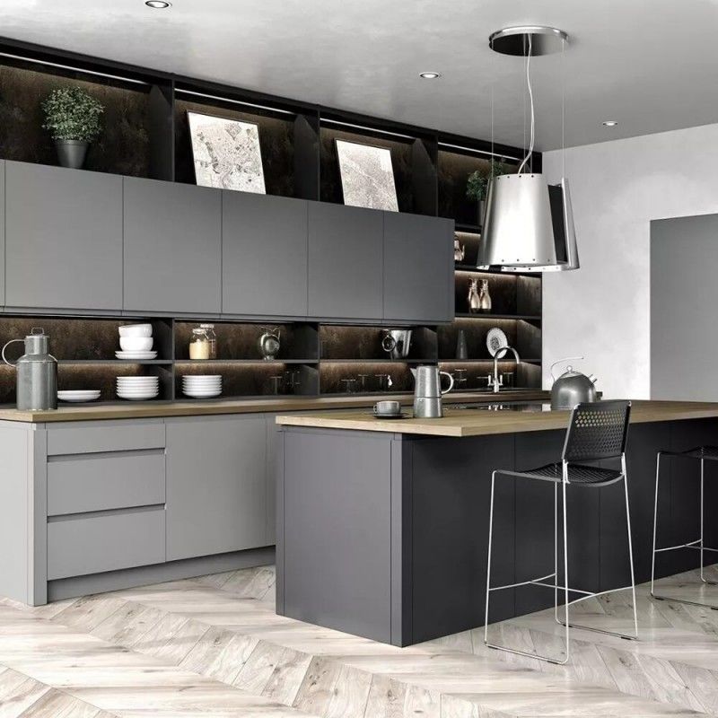 Los Angeles Villa Küche Metalllack Veredelung Wandschrank für einen schlanken Look