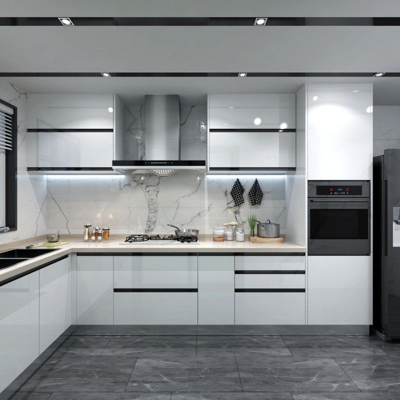 Blum Hardware Modern Design Light Box Küchenschrank für farbige Kleinküchen