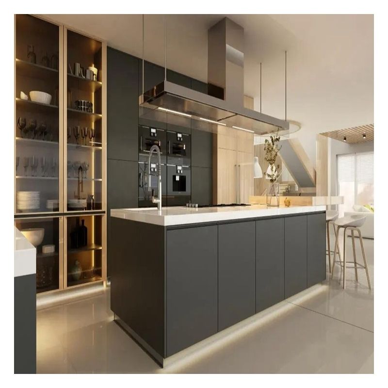 Maßgeschneiderte Massivholzküchen Schränke für einfache Reinigung in minimalistischem Design