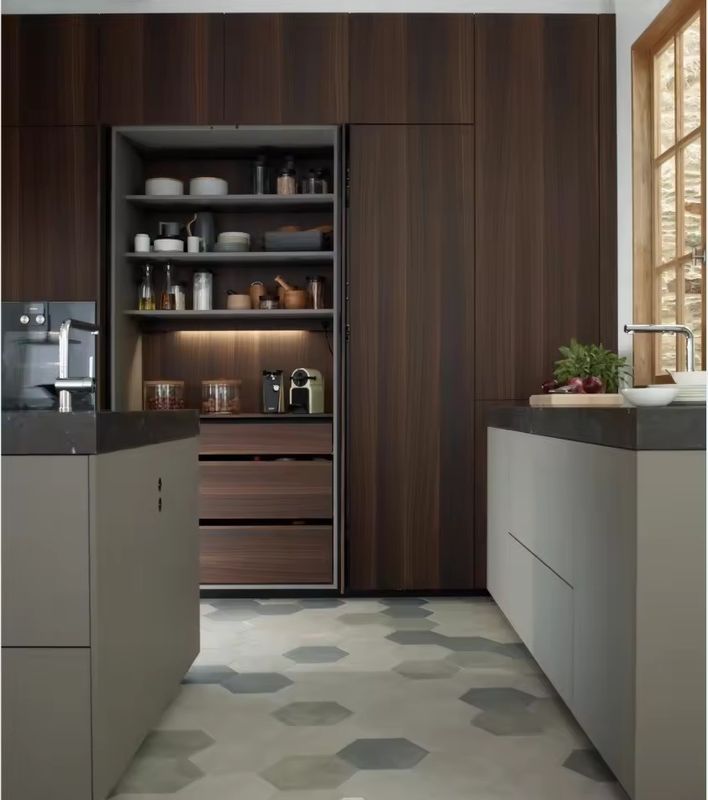Wasserdicht Feuerdicht Vorteil im modernen Stil Veneer Holz Küchenschrank und Insel