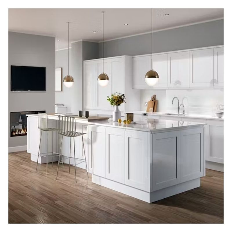 Massive Ahornholz Moderne weiße Shaker Küchenschränke in kundenspezifischem einfachen Design Flat Pack