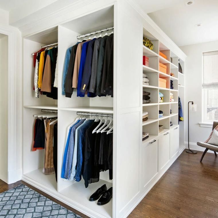 Walk-In offener Schrank mit Holz-Stil-PANEL und anpassbarem Zugstange System