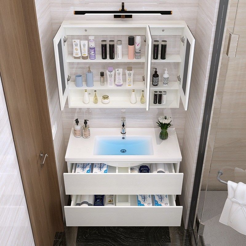 Moderner Euro-Stil Massivholz-Freistand-Badezimmer-Vanity mit PVC-/Lack-Türveredelung