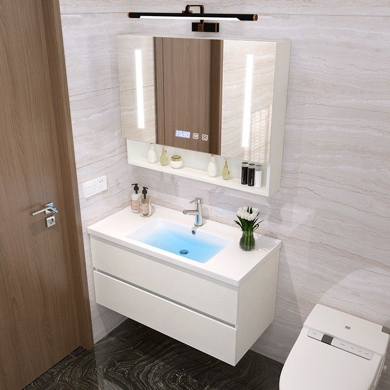 Moderner Euro-Stil Massivholz-Freistand-Badezimmer-Vanity mit PVC-/Lack-Türveredelung