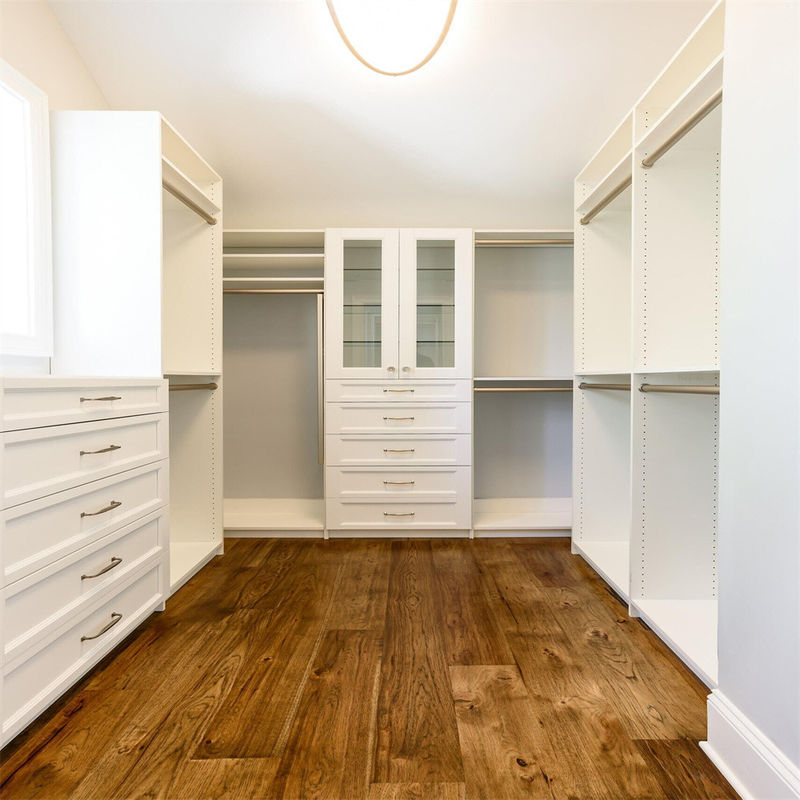 Spezifische Garderobe YALIG Weiß Walk-in Schrank Luxus Garderobe mit Schubladen und Hosenregal