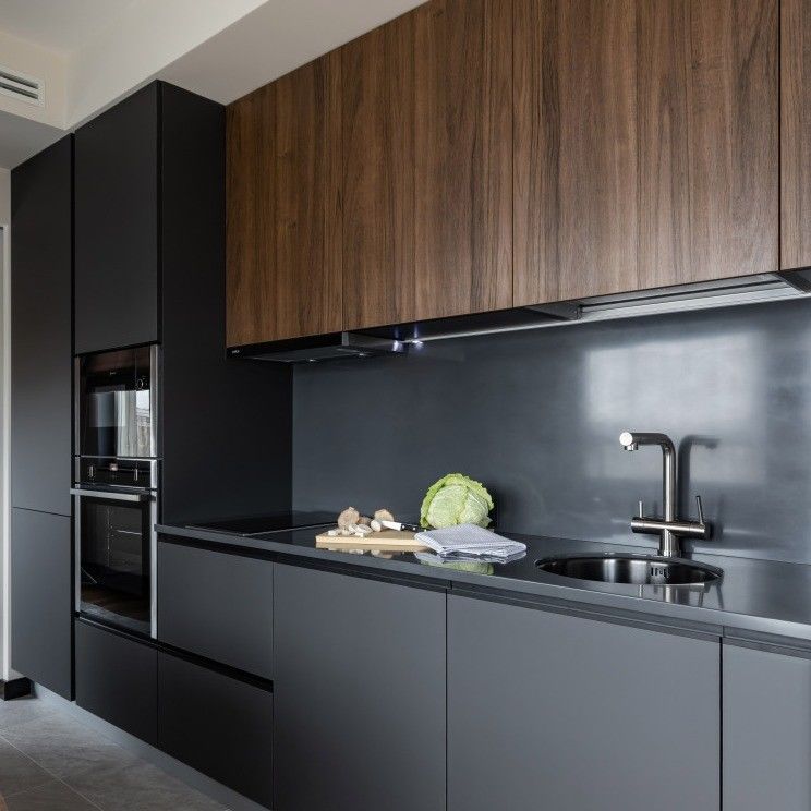 Küchenschrank Design Modular Massivholz Mdf Veneer Lack Veredelung Walnussholz Farbe