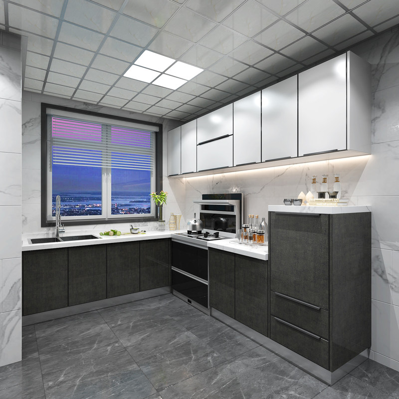 Modernes Design Glanz Melaminkarton Küchenmöbel mit kundenspezifischer Furnierfarbe