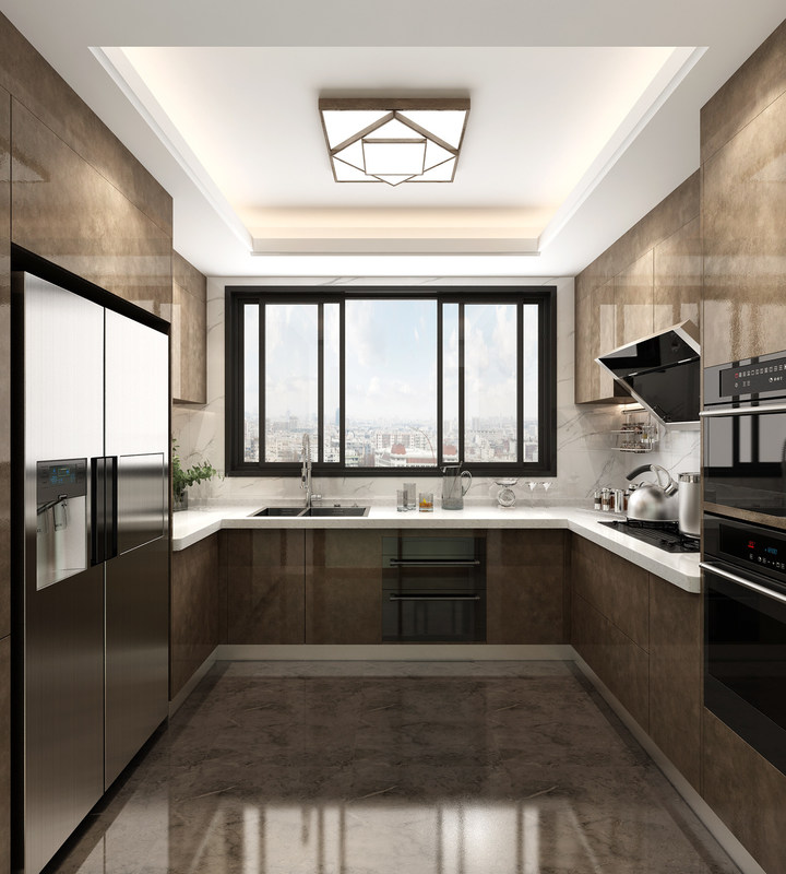 Modernes Design Glanz Melaminkarton Küchenmöbel mit kundenspezifischer Furnierfarbe