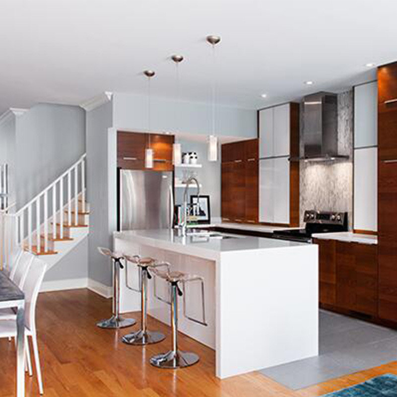 Customized Veneer Farbe Komplett-Sets Küchenschränke für den Markt in modernem Design