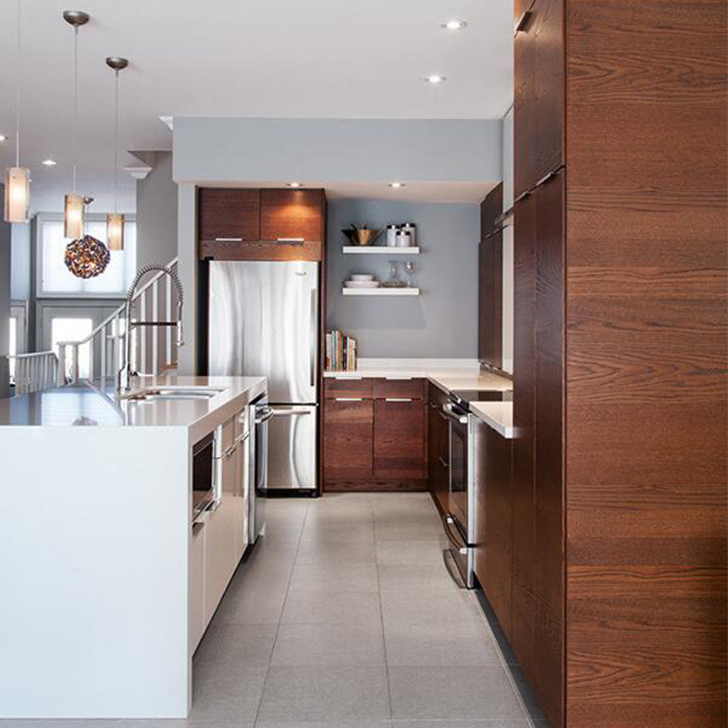 Customized Veneer Farbe Komplett-Sets Küchenschränke für den Markt in modernem Design