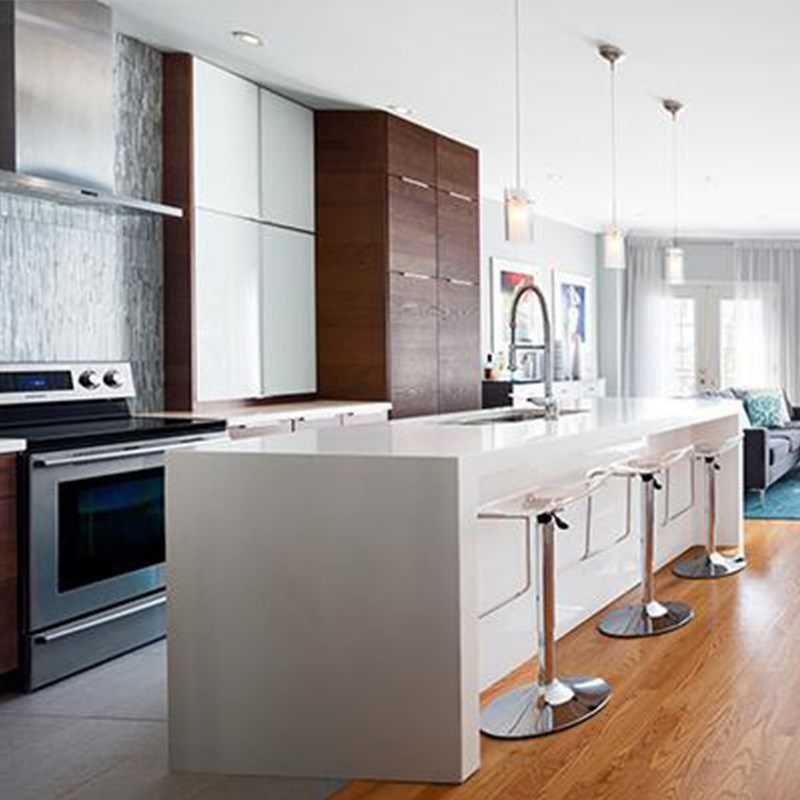 Customized Veneer Farbe Komplett-Sets Küchenschränke für den Markt in modernem Design