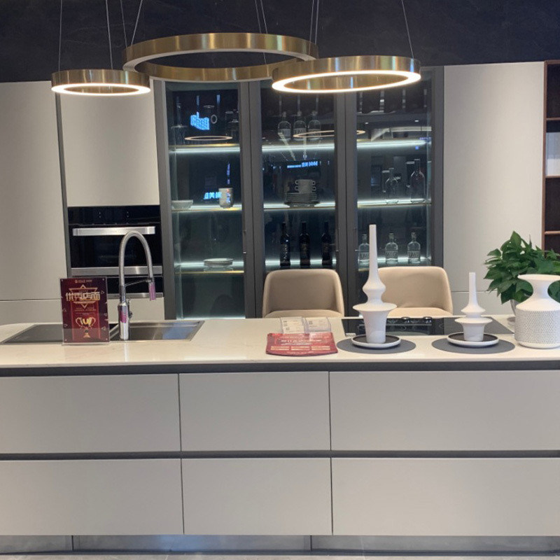 Customized Veneer Farbe Massivholz Komplett Küchenschrank Sets für moderne Küche