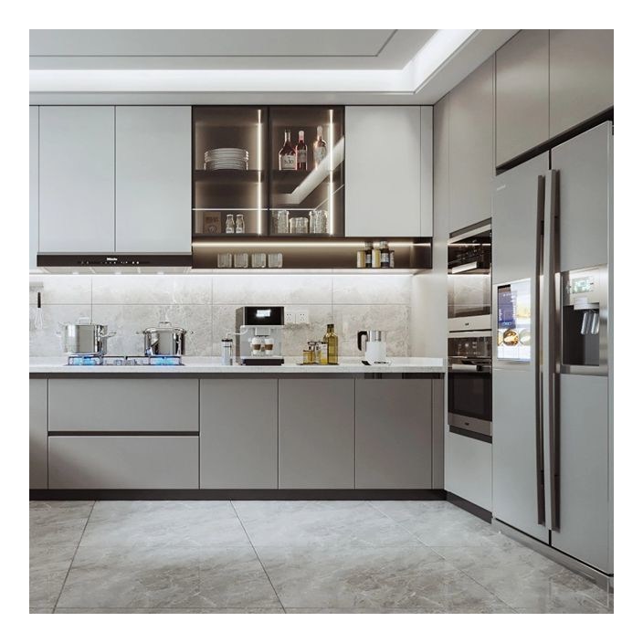 Moderne minimalistische Planken-Massivholzschränke mit individuellen Farben und Glasfronten