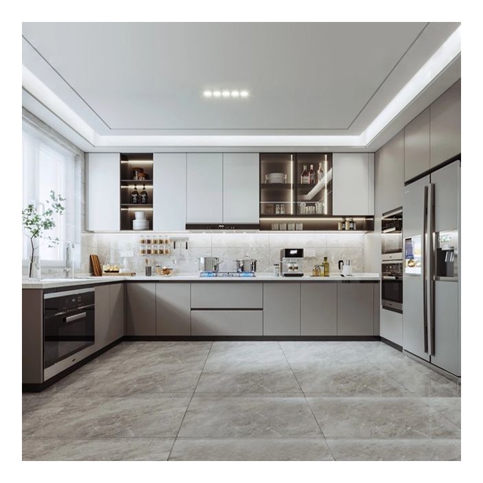 Moderne minimalistische Planken-Massivholzschränke mit individuellen Farben und Glasfronten