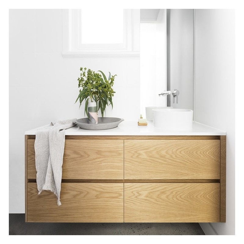 Moderne Euro-Stil-Badezimmer Vanity mit Holzkorn-Floating Vanity und Silberspiegel