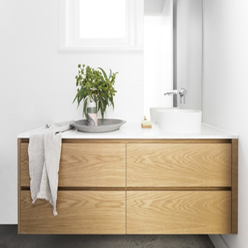 Moderne Euro-Stil-Badezimmer Vanity mit Holzkorn-Floating Vanity und Silberspiegel