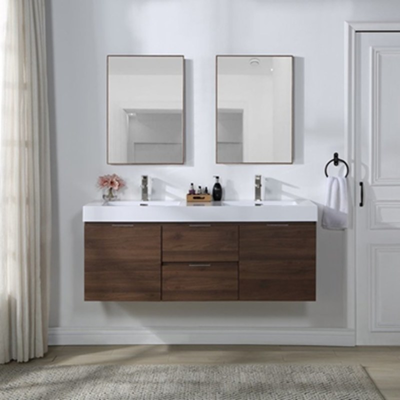 Moderne Euro-Stil-Badezimmer Vanity mit Holzkorn-Floating Vanity und Silberspiegel