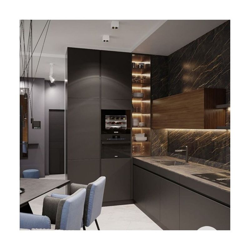 Villa Küche YALIG Modernes Design Außenzimmer Schwarze Farbe Küche Speisekammer Schrank mit Bar