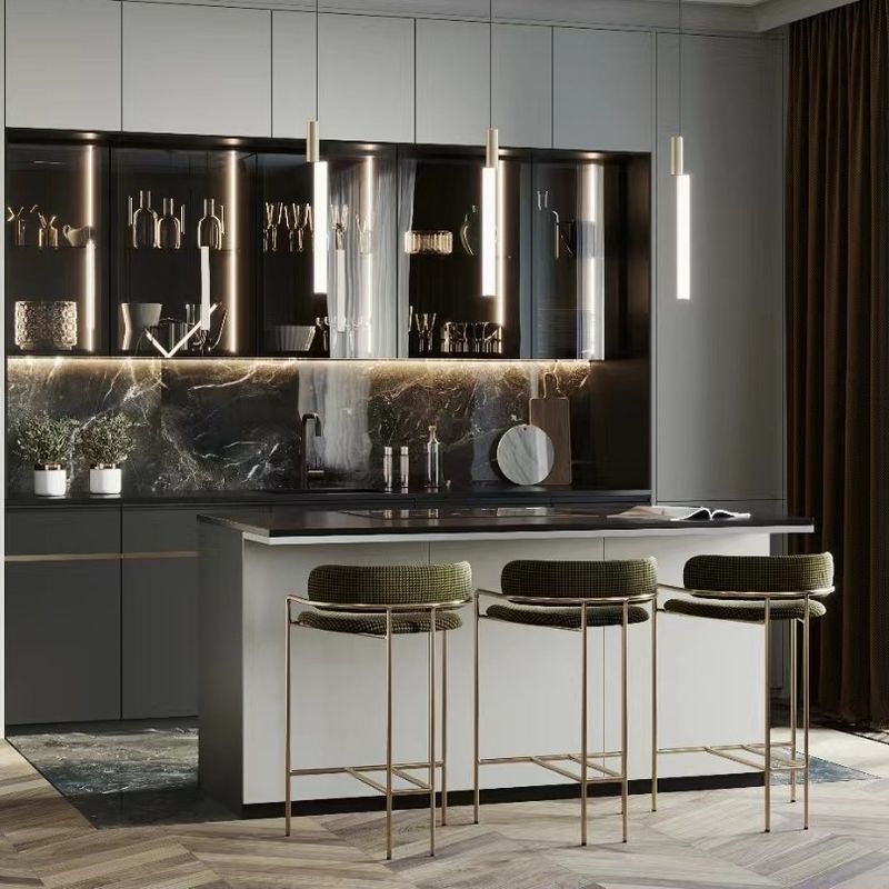 Villa Küche YALIG Modernes Design Außenzimmer Schwarze Farbe Küche Speisekammer Schrank mit Bar