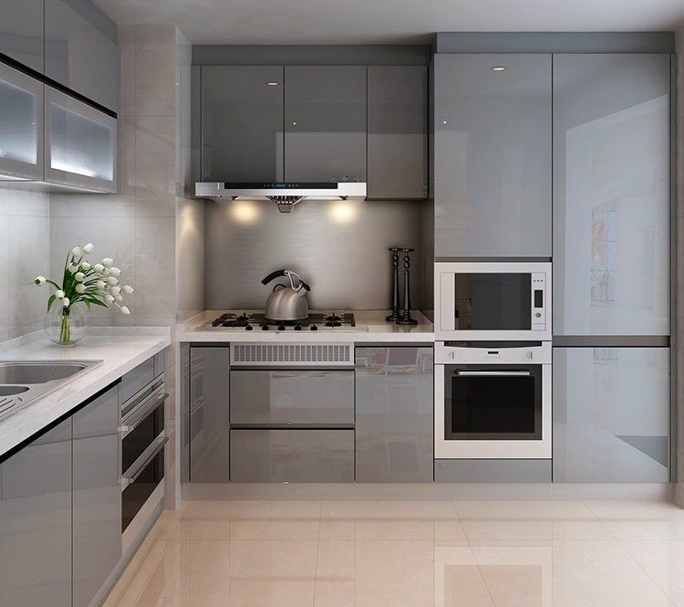 High Gloss Acryl Tellertrockner Schrank für Quarz Stein Arbeitsplatte in Einzelküche