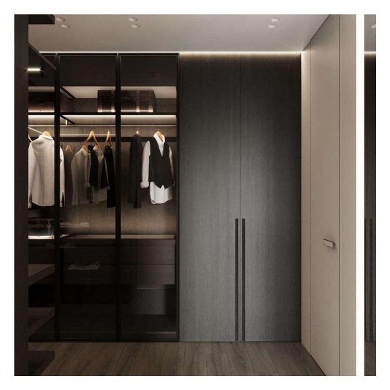 Schwarz Glas Tür Panel Aluminiumrahmen Moderner Stil Leicht Luxus Schrank für Wohnung