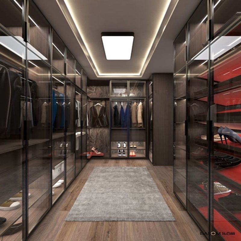 Schwarz Glas Tür Panel Aluminiumrahmen Moderner Stil Leicht Luxus Schrank für Wohnung