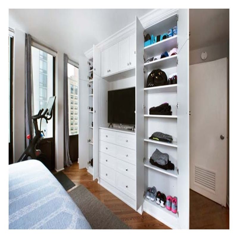 Modernes Design Schwarz Glas Tür Panel Massivholz Schlafzimmer Schrank für Wohnung