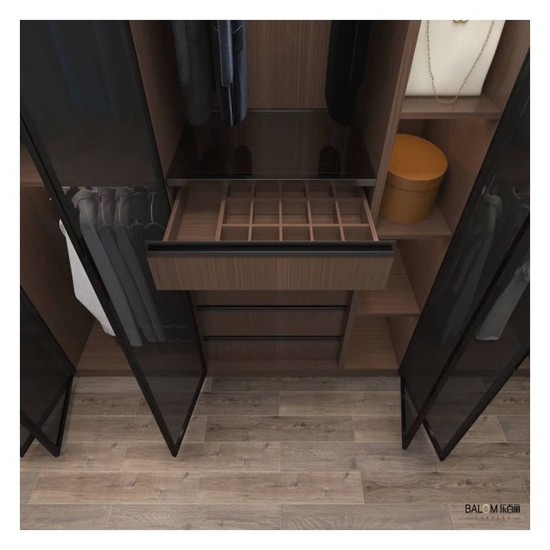 Stylische Schrankbeleuchtung Design Schwarzglas Tür-Panel mit Klappplatten