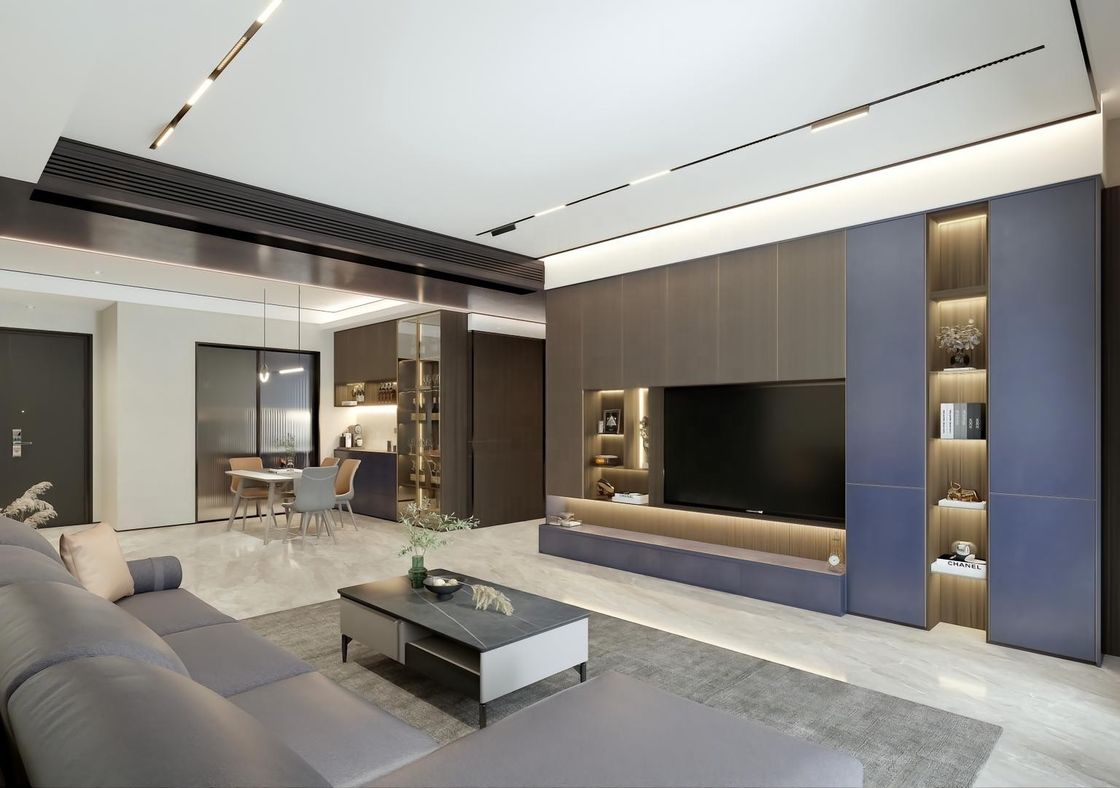 2022 Wohnung Innenausstattung Wand Dekoration Ideen Modernes Wohnzimmer Holz PANEL TV Schrank Design