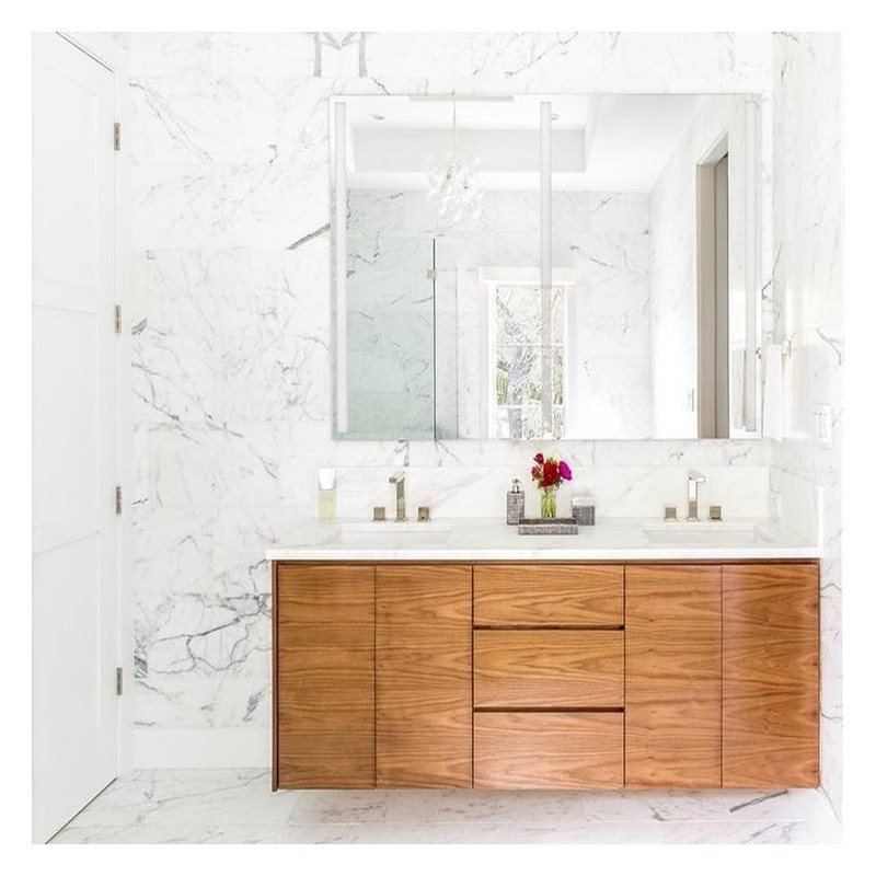 Modernes Design-Dunkelholz-Badschrank mit Wandmontage und Sperrholz-Türplatte