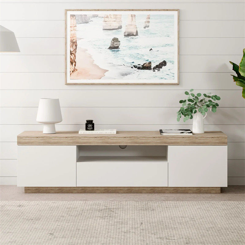 Moderne Graue geschwungene Ecke Glas TV-Stand für das Wohnzimmer Elegant und anpassbar