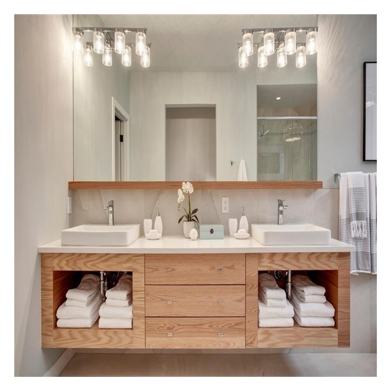 Modernes Design-Dunkelholz-Badschrank mit Wandmontage und Sperrholz-Türplatte