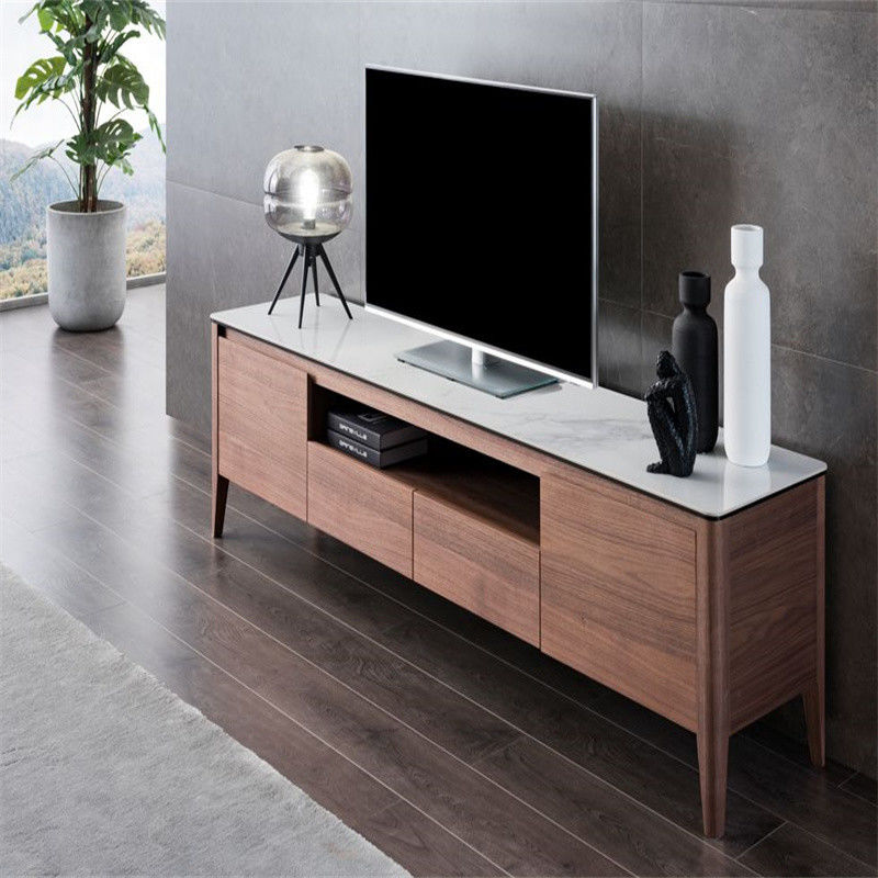 Moderne Graue geschwungene Ecke Glas TV-Stand für das Wohnzimmer Elegant und anpassbar