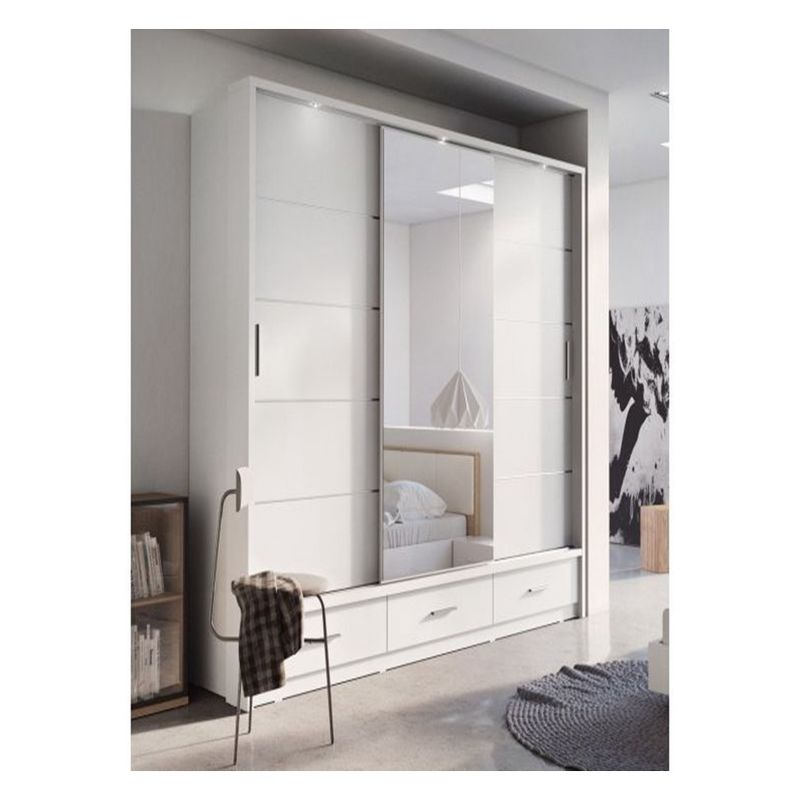 Modernes Design Kundenkleidung Garderobe mit schwarzem Glas-Tür-Panel und Spiegellack