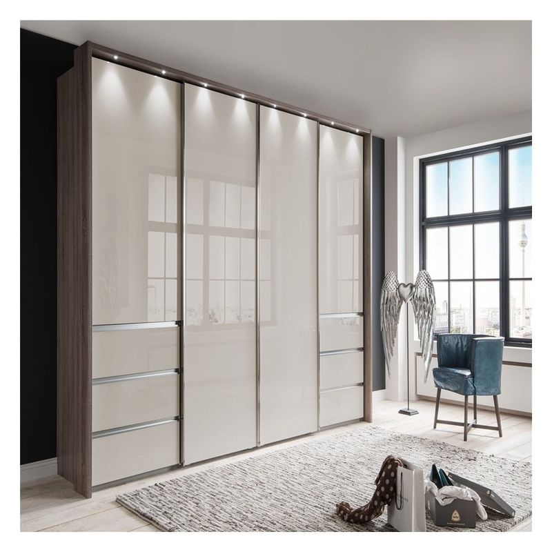 Modernes Design Kundenkleidung Garderobe mit schwarzem Glas-Tür-Panel und Spiegellack